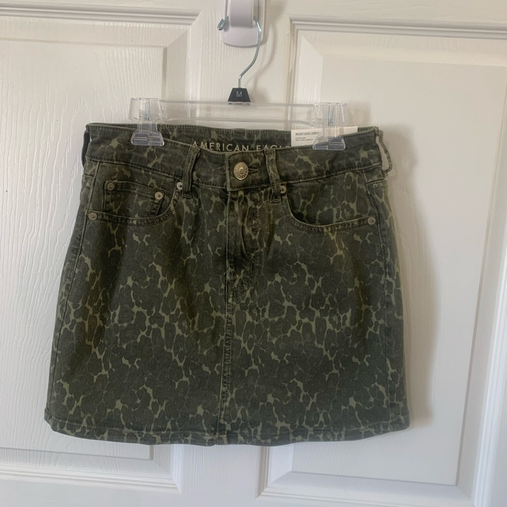 Green with print skirt
